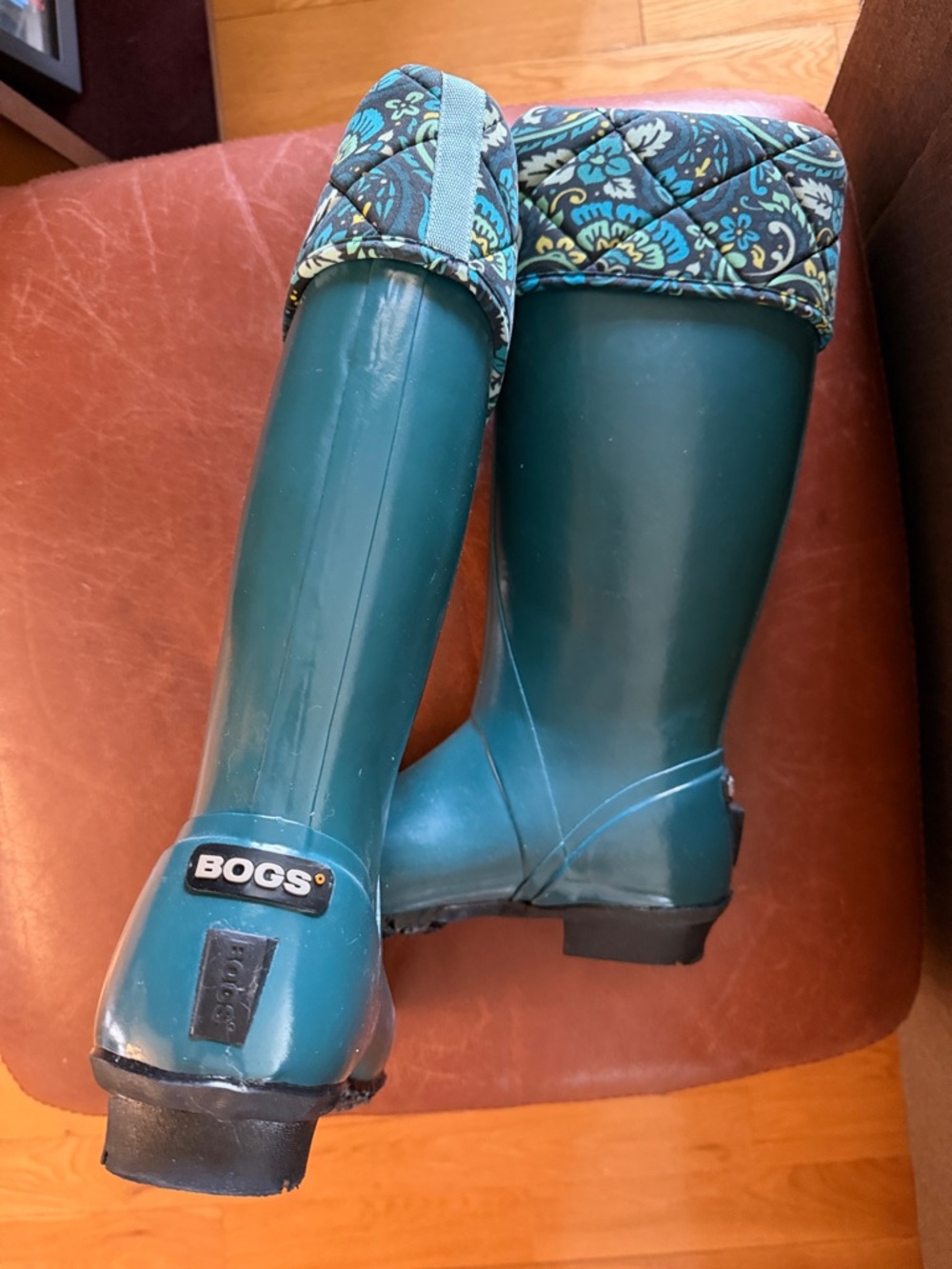 Bogs Teal Quilted-Cuff Women's Rain Boots